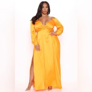 Fashion Nova Gold and Orange Maxi Dress